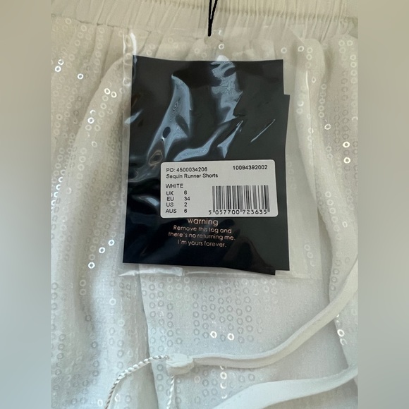 NWT: Missguided Peace + Love White Sequin Shirt + Short Set - Picture 10 of 10